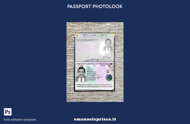 modello di aspetto fotografico del passaporto del Regno Unito (presente) in stil